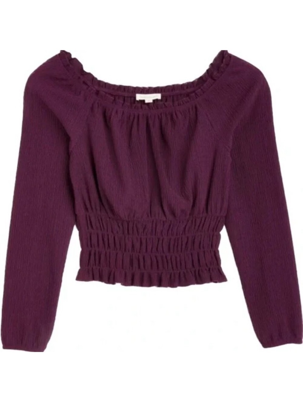 NWT The General Good Women's Smocked Waist Long-Sleeve Top - Plum